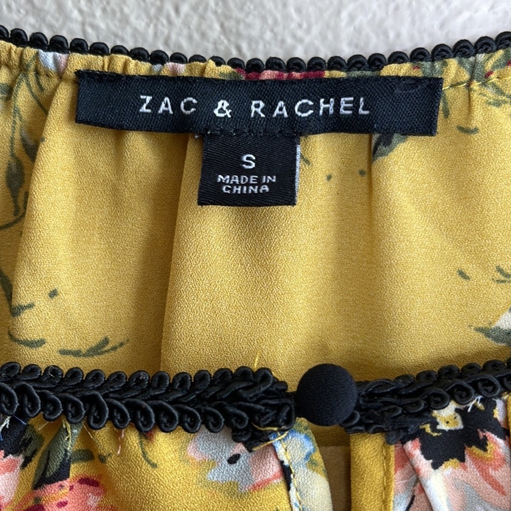 Zac & Rachel Yellow Floral Bell Sleeve Blouse - Picture 5 of 6
